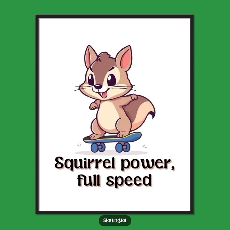 Funny Free Printable Wall Art: Driven Squirrel Skater - Downloadable Decor!