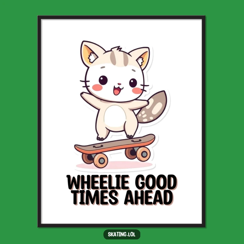 Funny Free Printable Wall Art: Skateboard Animal Balance, Downloadable Decor
