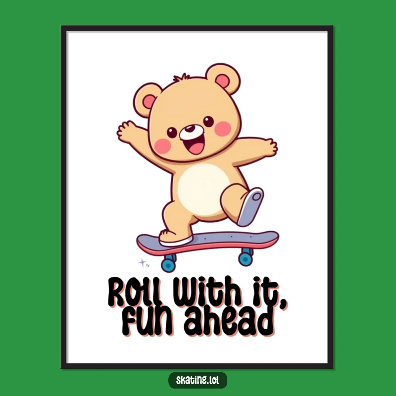 Free Printable Bear Skateboarder Wall Art - Extreme Downloadable Decor