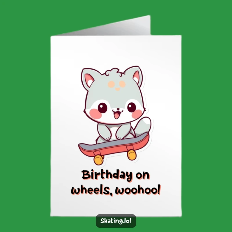 Free Printable Birthday Card: Skating Animal, Fun Push-Off, Funny Downloadable Gift!