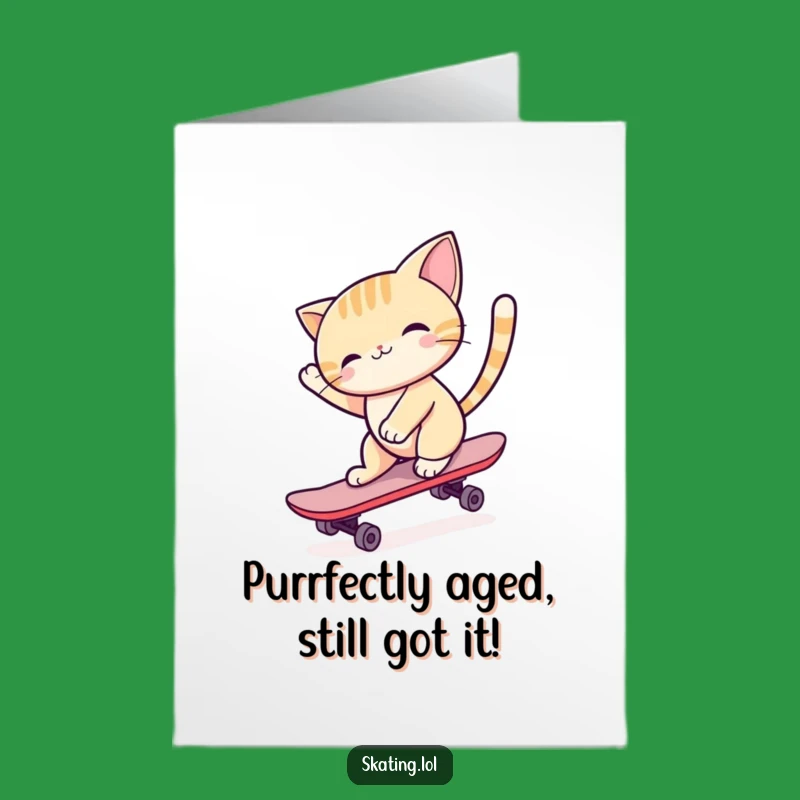 Free Printable Birthday Card: Happy Cat Skater - Funny Downloadable Gift!