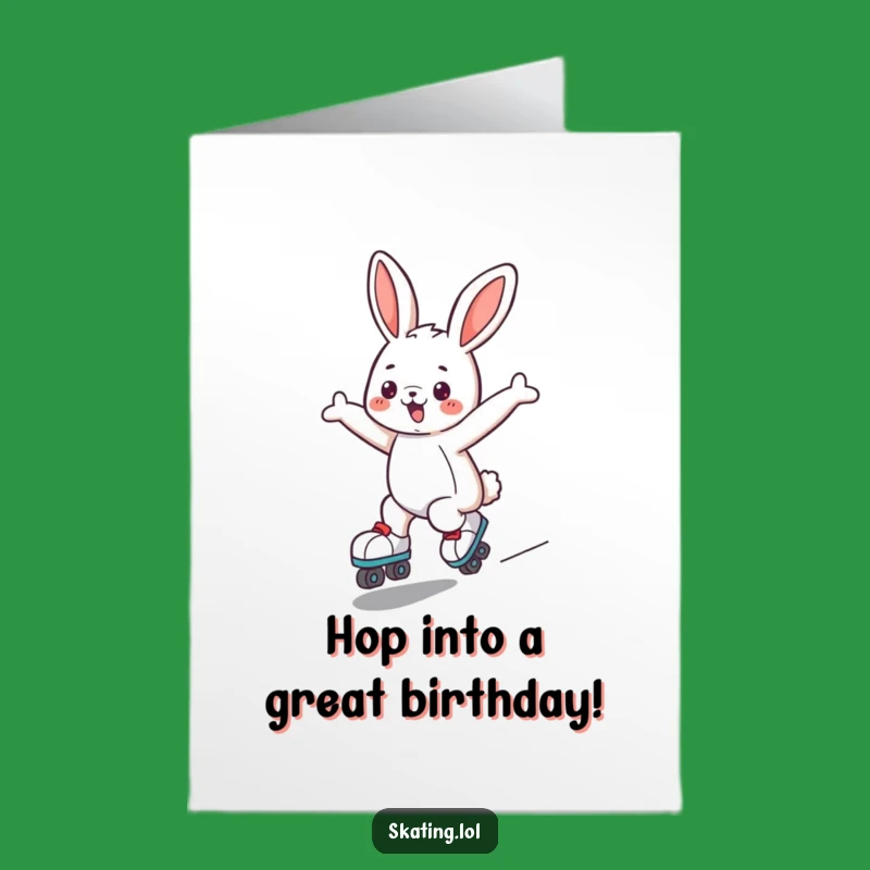 Free Printable Birthday Card: Roller Skating Bunny, Fun & Energetic Downloadable Gift