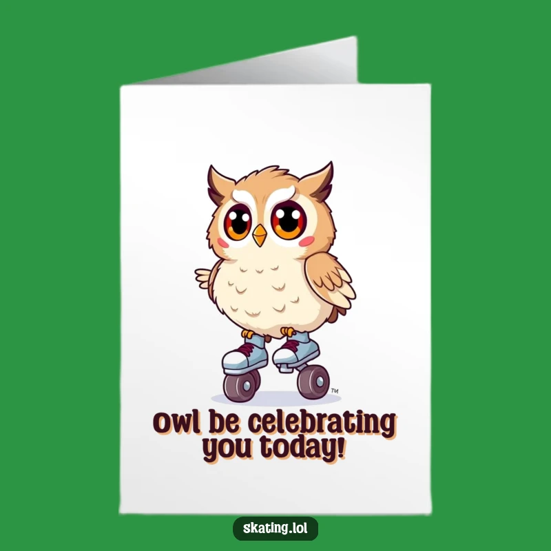 Free Printable Birthday Card: Surprised Owl Skater, Funny Downloadable Gift!