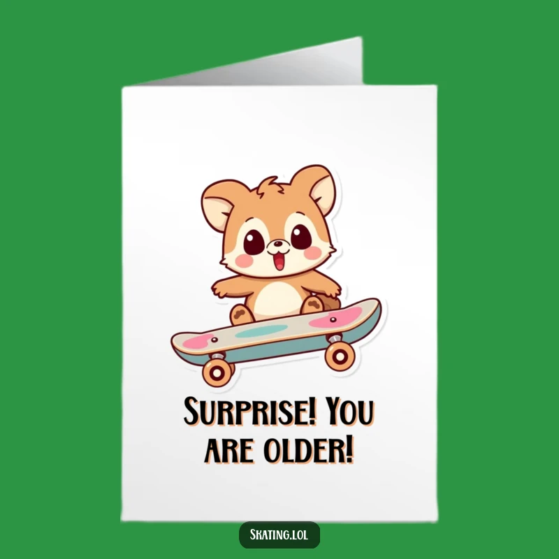 Free Printable Birthday Card: Surprised Skater Animal's Wild Ride!