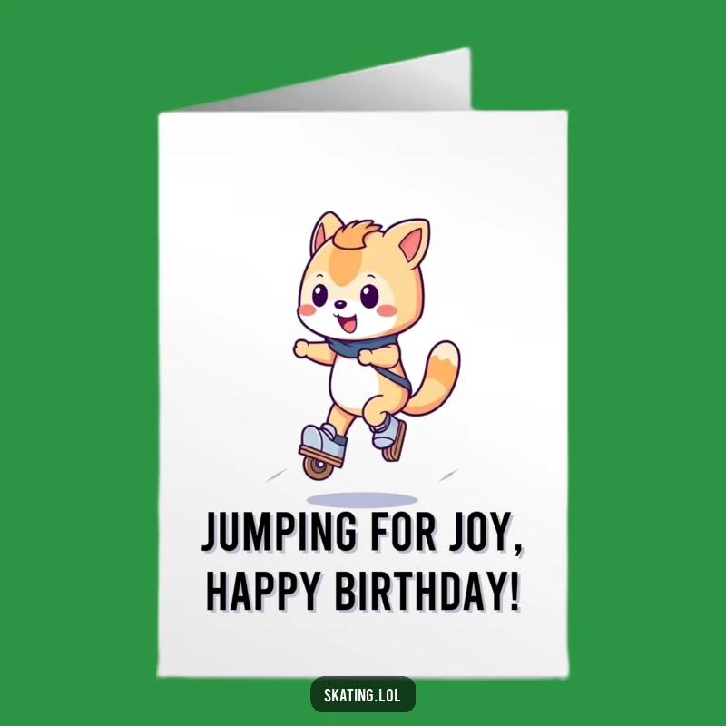 Free Printable Funny Birthday Card: Jumping Skater Animal Downloadable Gift
