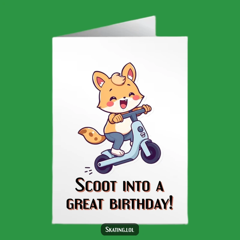 Free Printable Funny Birthday Card: Scooter Trick Animal, Hilarious Downloadable Gift