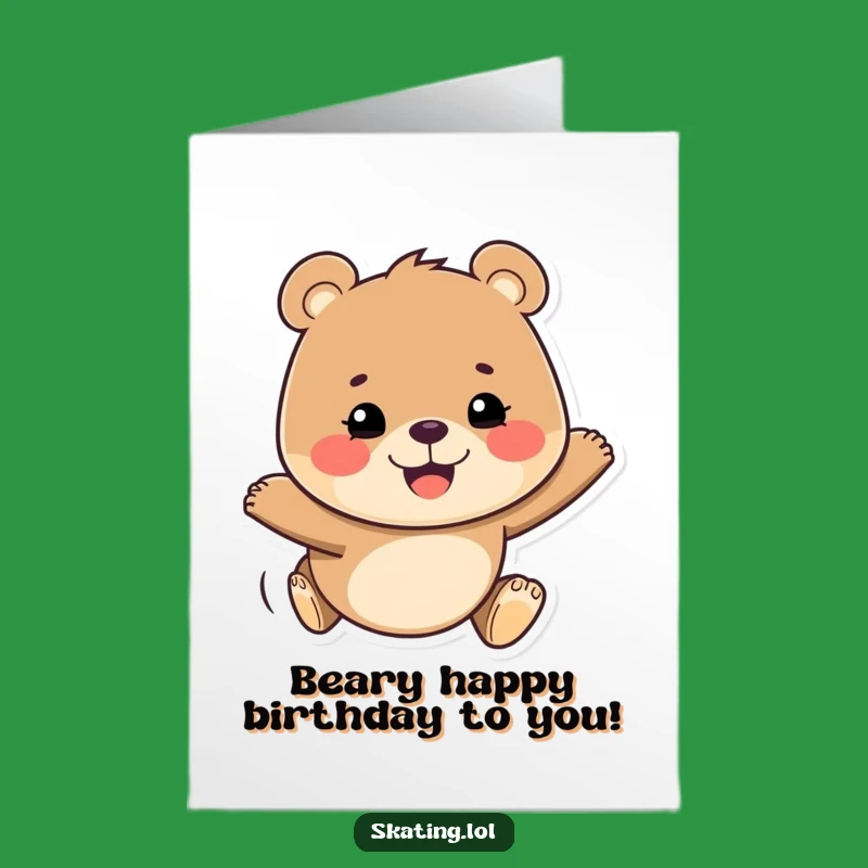 Free Printable Happy Birthday Card: Determined Bear Gliding, Funny Downloadable Gift!