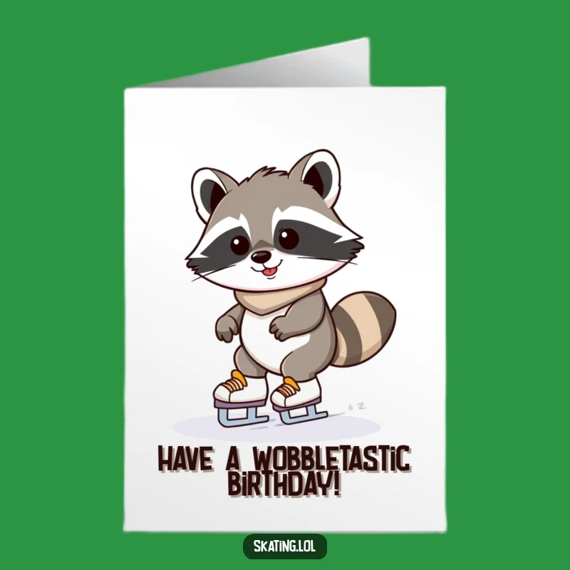 Free Printable Birthday Card: Raccoon Skater, Wobbly Fun Downloadable Gift!