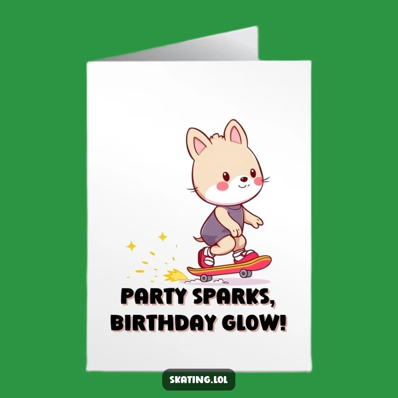 Free Printable Birthday Card: Skating Sparks Animal, Joyful Ride, Funny Downloadable Gift!