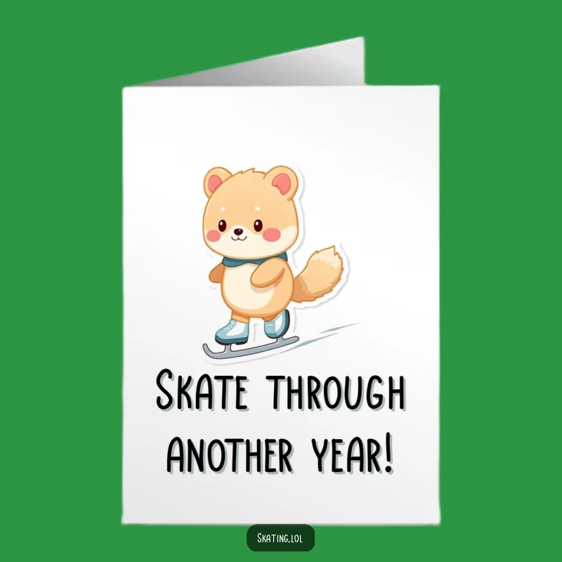 Free Printable Funny Birthday Card: Ice Skating Animal, Hilarious Downloadable Gift