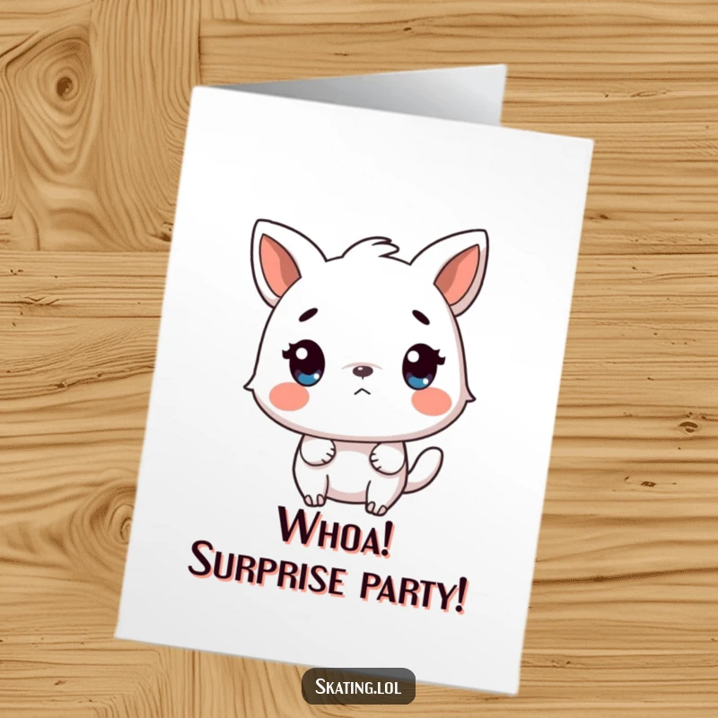 Funny Free Printable Birthday Card: Animal character looks shocked after an abrupt, sudden stop.
