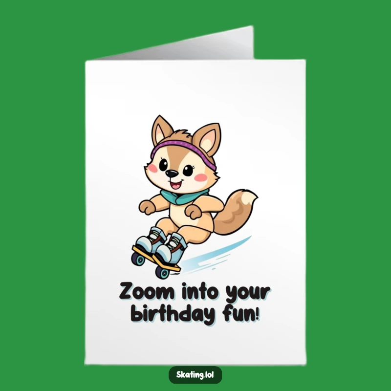 Free Printable Funny Birthday Card: Rollerblade Animal Zoom, Hilarious Downloadable Gift