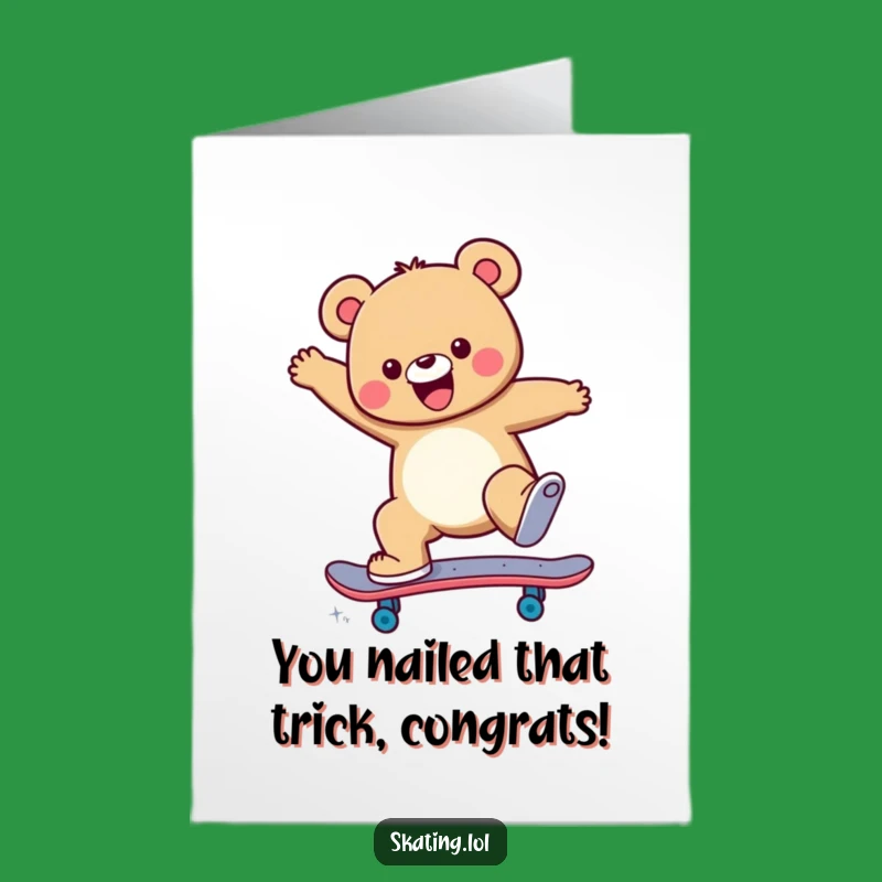 Free Printable Bear Skateboarder Congrats Card - Cool Downloadable Celebration