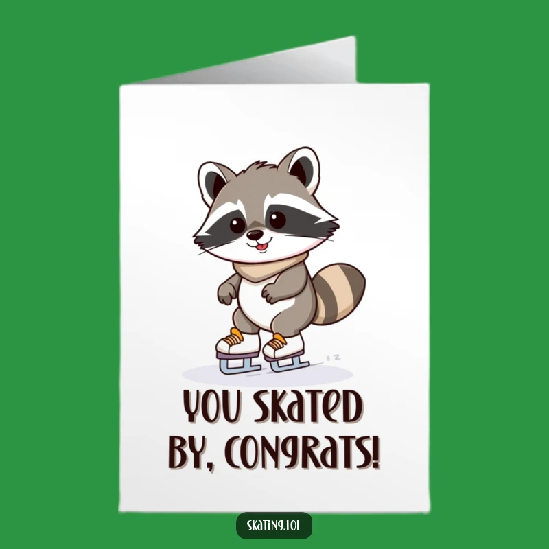 Free Printable Congrats Card: Raccoon Skater, Brave Downloadable Win!