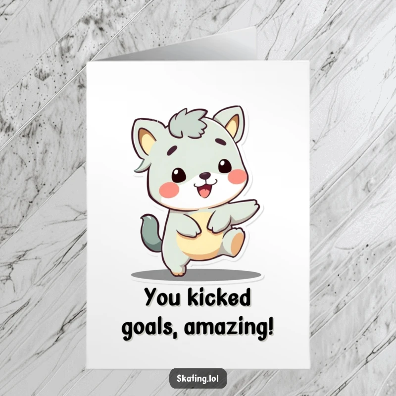 Funny Free Printable Congratulations Card: Adorable animal gleefully pushes off on a skateboard, ready to celebrate.
