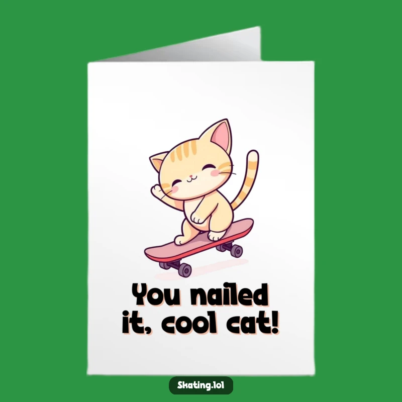 Free Printable Congrats Card: Skater Cat - Funny Downloadable Celebration!