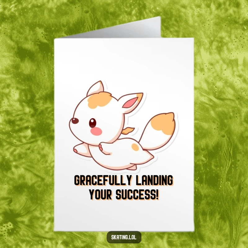 Funny Free Printable Congratulations Card showing a bouncing animal character gliding gracefully, marking a well-deserved victory.