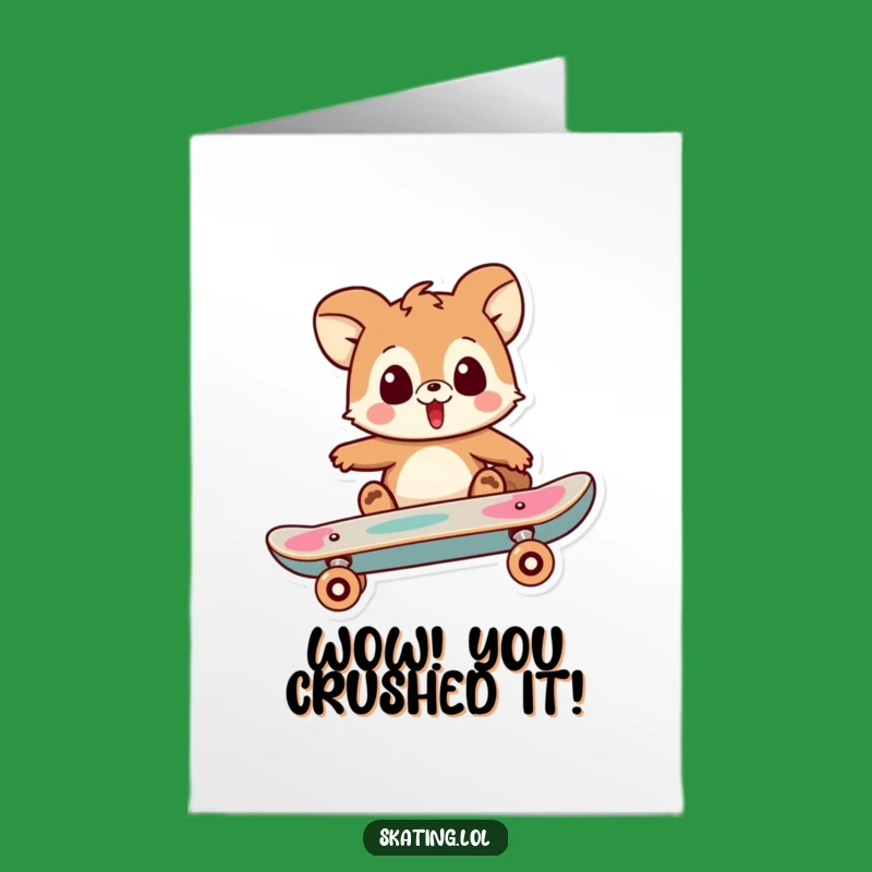 Free Printable Congrats Card: Surprised Skater Animal's Trick!