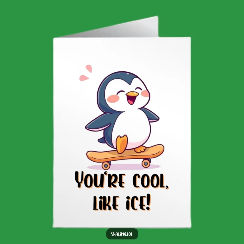 Free Printable Congrats Card: Penguin Skater - Funny Downloadable!