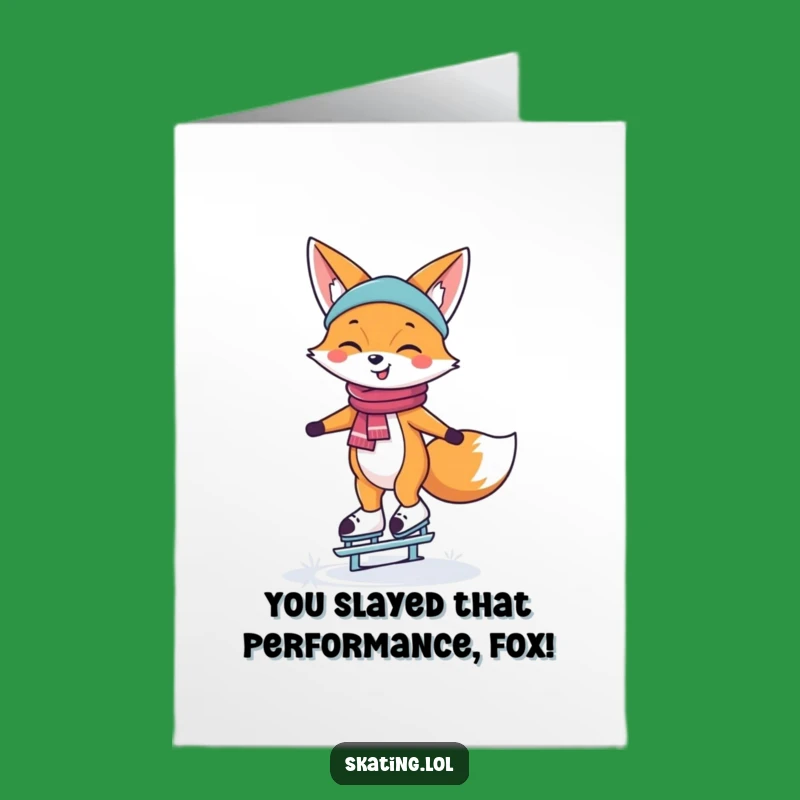 Free Printable Fox Skater Congrats Card - Icy Cool Downloadable Celebration