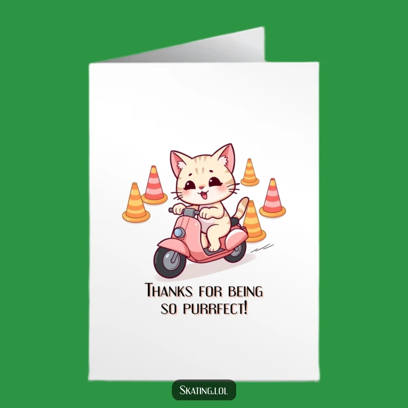 Free Printable Cat Scooter Thank You Card - Cheeky Downloadable Gratitude