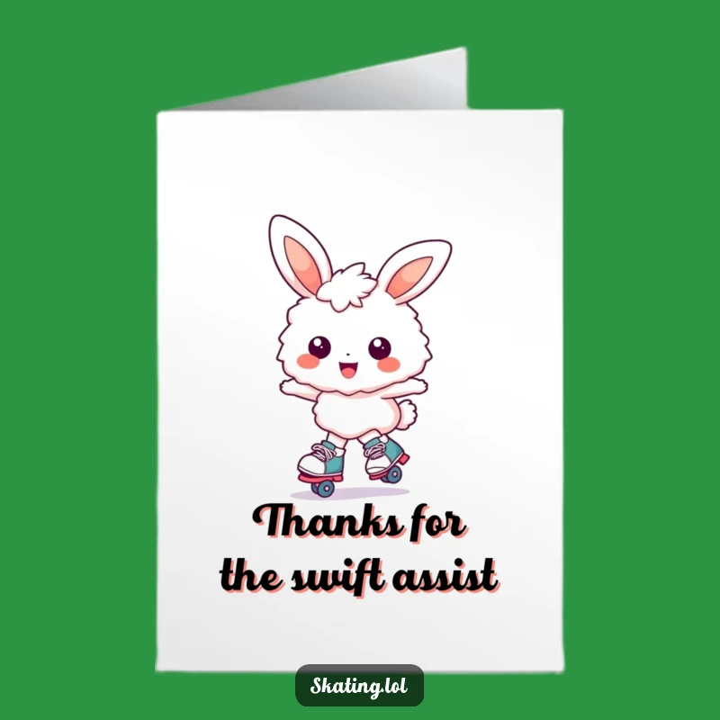 Free Printable Funny Bunny Thank You Card: Skating Smile - Wholesome Downloadable Gratitude