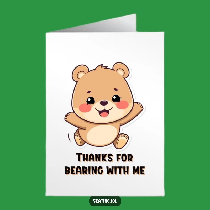 Free Printable Thank You Card: Determined Bear Gliding, Funny Downloadable Gift!