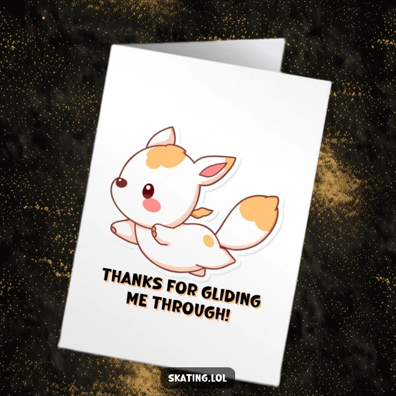 Funny Free Printable Thank You Card featuring a bouncing animal character gliding with grace, conveying sincere and stylish thanks.