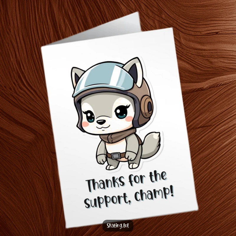 Funny Free Printable Thank You Card with a determined helmet animal, expressing sincere gratitude with a cheerful grin.