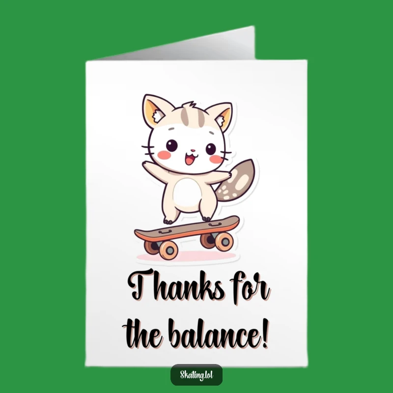 Free Printable Thank You Card: Skateboard Animal Balance, Funny Downloadable Gift