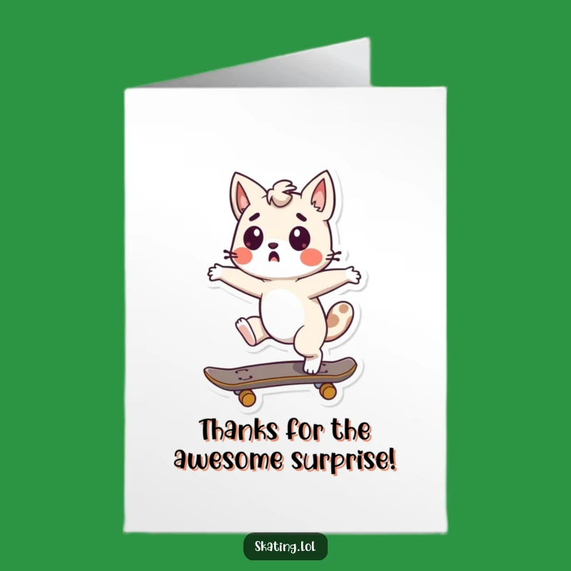 Free Printable Funny Thank You Card: Surprised Skateboard Animal Gratitude Downloadable Gift