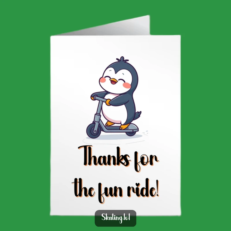 Free Printable Penguin Scooter Thank You Card - Express Gratitude Downloadable