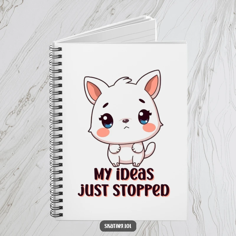Funny notebook with a surprised animal character reacting to a sudden stop, ideal for jotting notes with humorous intent.