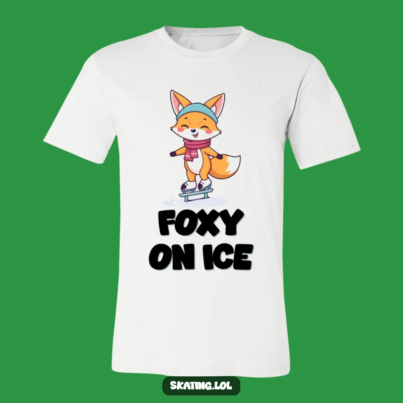 Funny Ice Skating Fox T-Shirt: Happy Balance Tee, Winter Gift