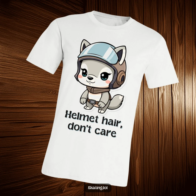 Funny t-shirt featuring a determined animal character in a helmet, exuding confidence and a humorous, ready-for-anything attitude.
