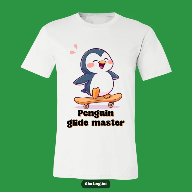Funny Penguin Skateboard Tee: Joyful Sideways Slide, Humorous Gift
