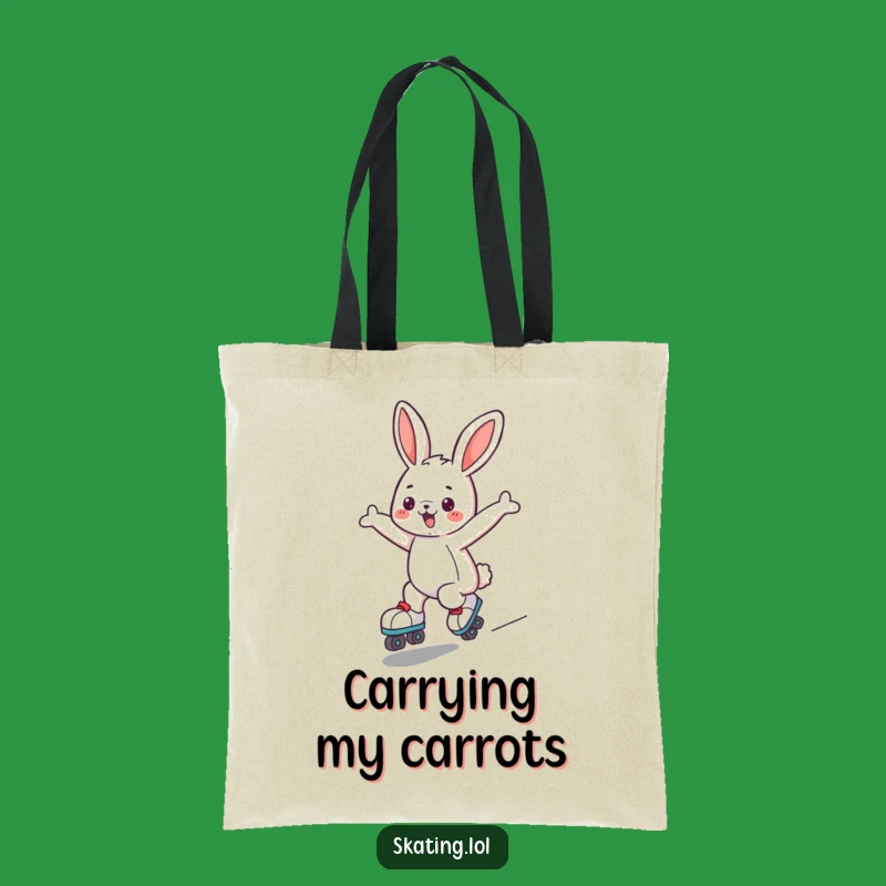 Funny Bunny Roller Skates Tote Bag - Joyful Gliding Carry-All, Gift Idea