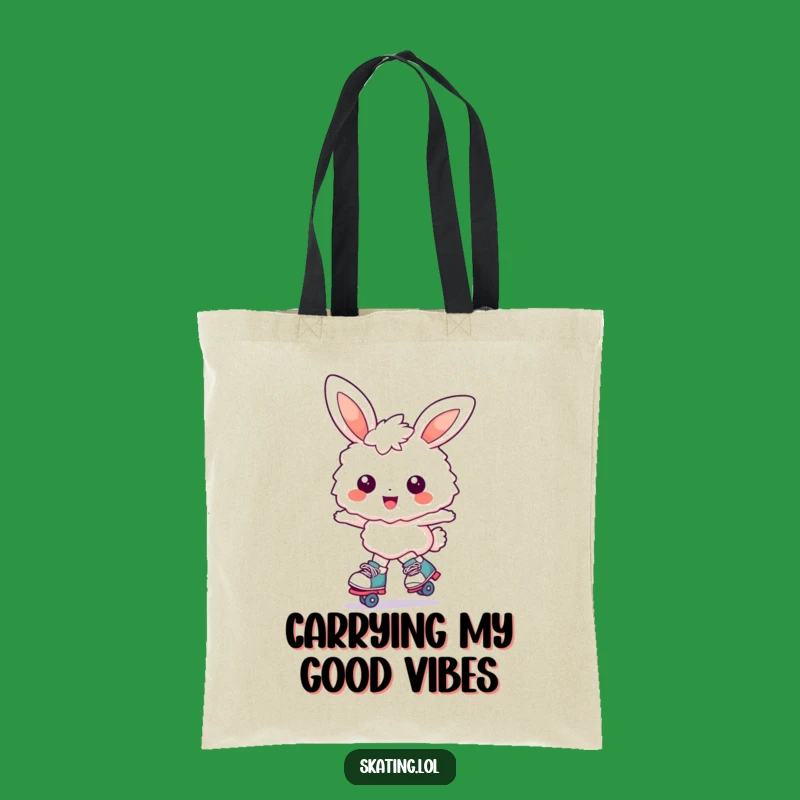 Funny Bunny Roller Skates Tote Bag: Cheerful Carry-All for Bunny Lovers