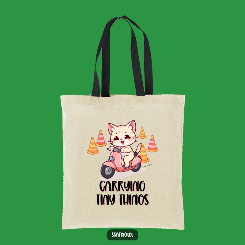 Funny Scooter Cat Tote Bag: Playful Daily Companion, Gift